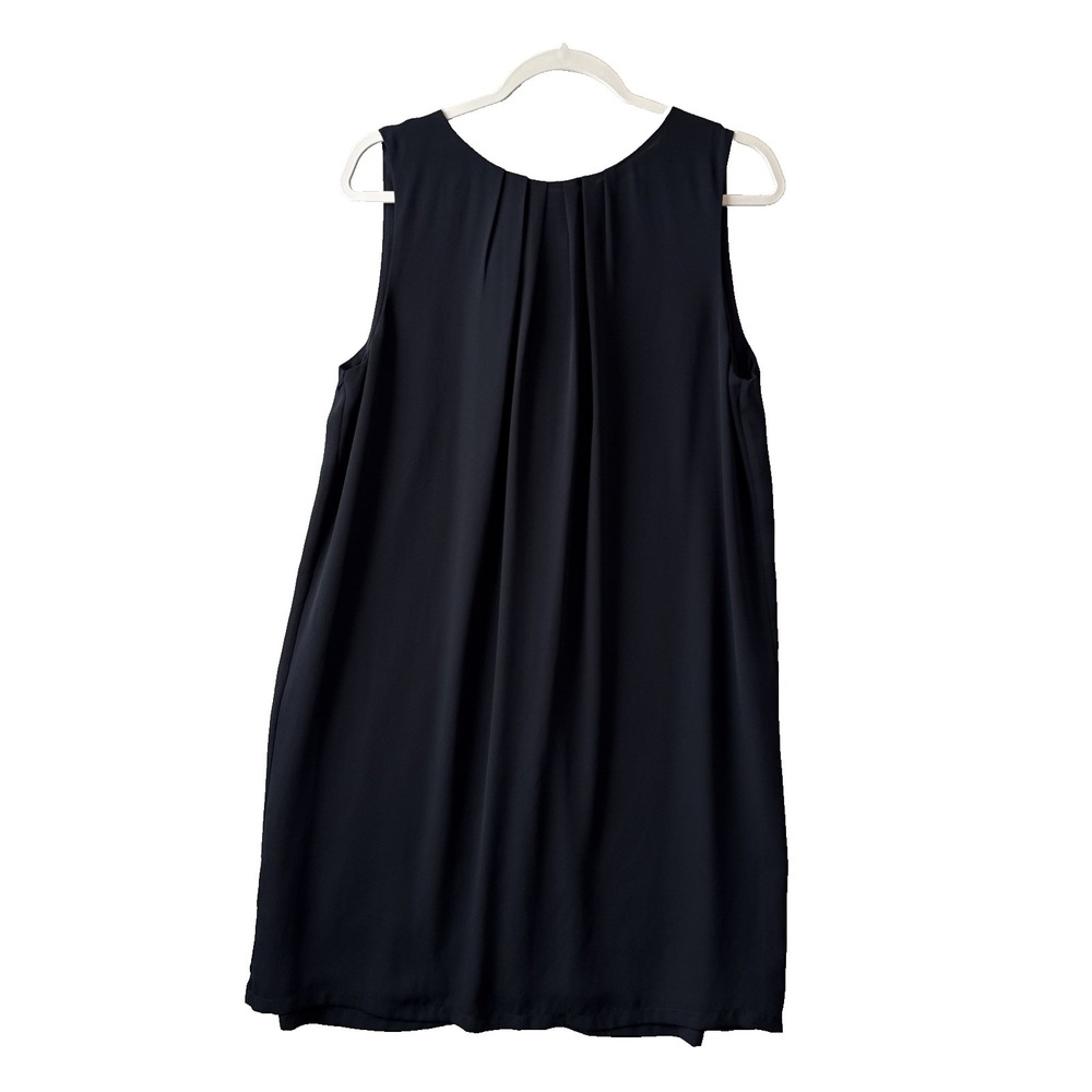 H&M Navy Blue Sleeveless‎ Pleated Open Back Bow Tie Shift Dress 10 Timeless Boho